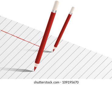 Two red writing pencils