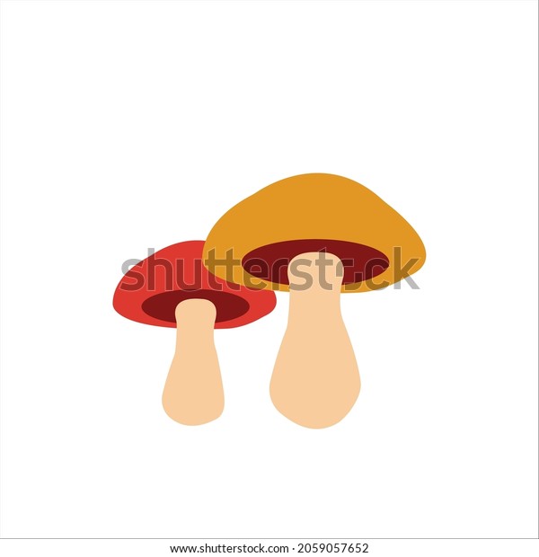 Two Red Yellow Mushrooms Stock Vector (Royalty Free) 2059057652