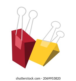 Dos clips de papel rojo y amarillo, adecuados para papel encuadernador, A4, A5, etc.