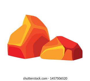 Two red-hot coal. Vector illustration on white background.