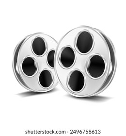 Two reels with film on a white background. Vector illustration