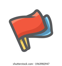 Two Referee flags Vector icon Cartoon illustration