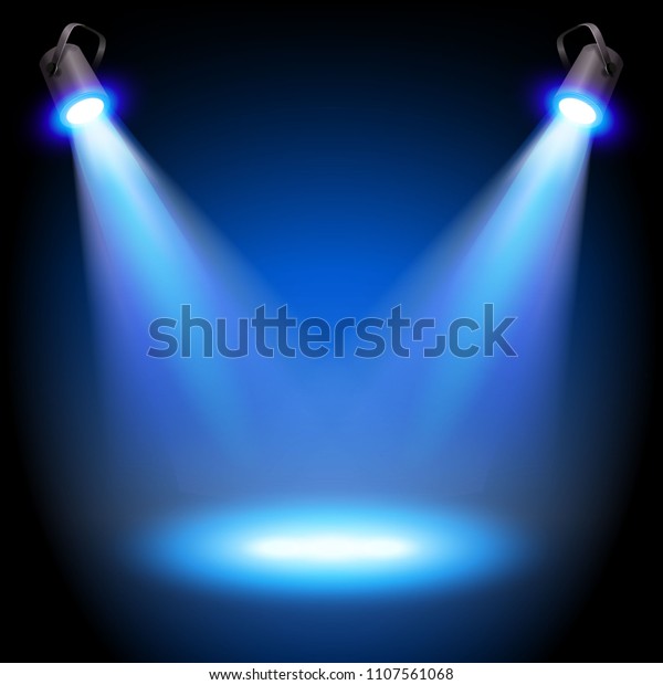 Vector De Stock Libre De Regalias Sobre Dos Reflectores Con Vigas De Los1107561068