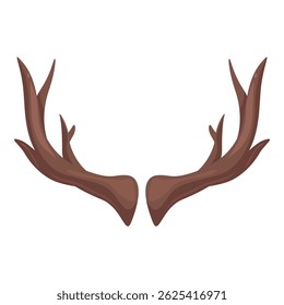 Two reindeer antlers are pointing upwards on a white background, perfect for christmas or hunting themes