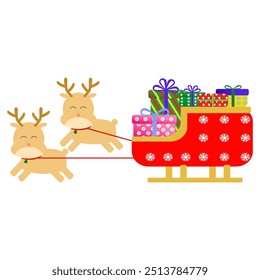 Two Reindeer and gift sleigh