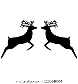 Two reindeer leap towards each other