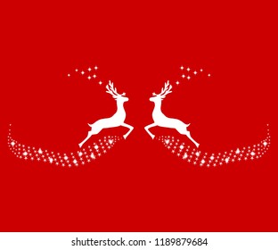 Two reindeer leap towards each other