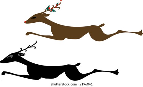 Two reindeer perfect for Christmas usage.  One is stylized BW and the other is Rudolph!