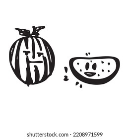 Two Relaxing Watermelons Hand drawn Vector