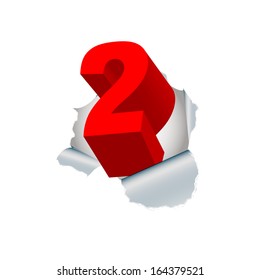 two relief red number leaving a paper hole