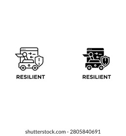 Two resilient icons with text representing strength and durability, resilient
