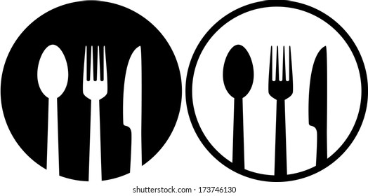 two restaurant sign with spoon, fork and knife