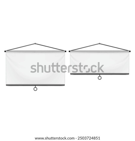 Two retractable projector screens, one extended and one partially retracted. Vector illustration