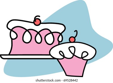 two retro cakes