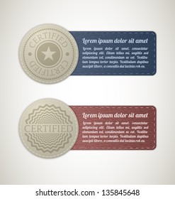 Two Retro Certified Stitched labels