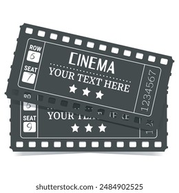 Two retro cinema tickets. Ticket in shape of film reel. Vector image, EPS10