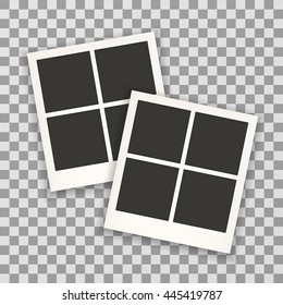 Two retro photo frames vintage for documents with a shadow on a transparent background. Vector illustration. EPS 10