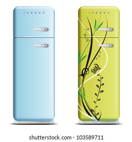 Two retro refrigerators - isolated on white - vector file