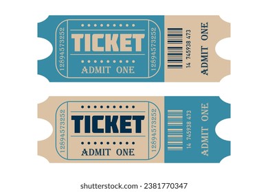 Dos plantillas Retro Ticket con colores azul y beige. Ilustración del vector	