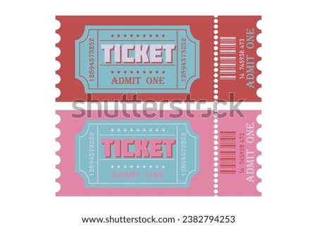 Two Retro Ticket templates in blue and pink colors. Vector illustration