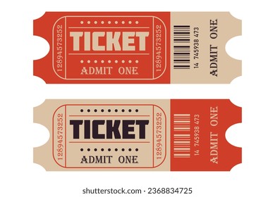 Two Retro Ticket templates on white background. Vector illustration