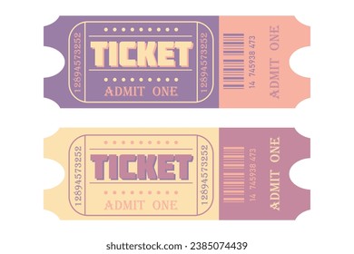 Two Retro Ticket templates in yellow and pink-violet colors	