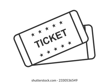 Two retro tickets stub on a white background. Two vector tickets in a stroke.Cinema, theater, concert tickets