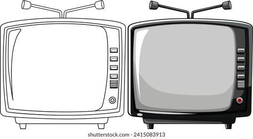 Two retro TVs with antennas and knobs