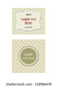 Two retro-modern labels in beige color