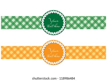 Two retro-modern labels in beige color