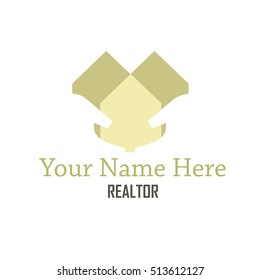 Two reversed out hands cradling a group of homes logotype for symbolizing construction or realty businesses