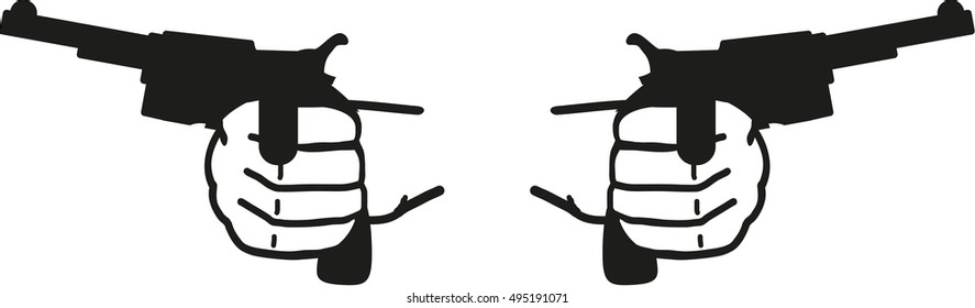 Two revolver guns in hands