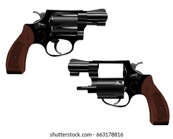 Two revolvers, one with open drum