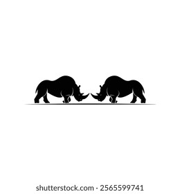 Two rhinos facing each other vector graphics