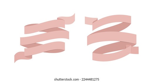 Two ribbons. Flat vector ribbon design on white background.