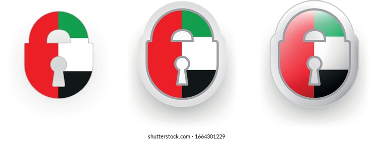 Two ribbons in style of United Arab Emirates flag, waving banners in colors of the flag green, red, black, white vector illustration for flag, independence day or any celebration