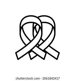 Zwei Bänder in dünner Linie Symbol: Symbol für Krebsbewusstsein. Moderne Vektorgrafik, Symbol der Solidarität und der Unterstützung.