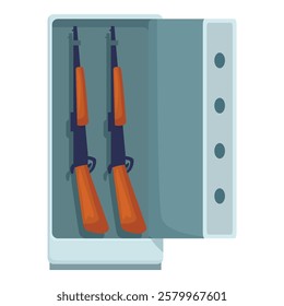 Two rifles are being stored in a gun safe, emphasizing responsible gun ownership and security
