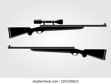 Two rifles isolated on white background. Vector illustration.