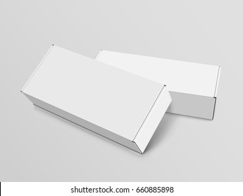 two right tilt white blank boxes isolated on gray background.