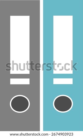 Two ring binders in gray and light blue color scheme. Ideal for representing organization, document storage, or office supplies.