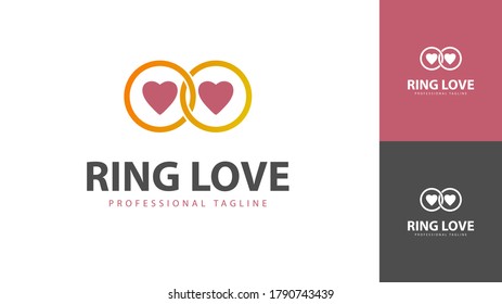 Two ring logo design combined with love. vector