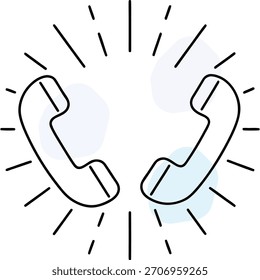 Two ringing telephone handsets illustration for communication or customer service concept