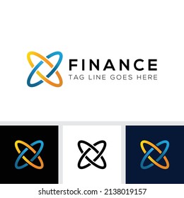 two rings hand in hand investment company logo design vector template, financial logo concept icon