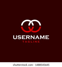 two rings logo design template . letter OO logo design inspiration . red rings