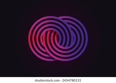 Two rings loop logo infinity sign. Circle discs in the shape of infinity Vector illustration.