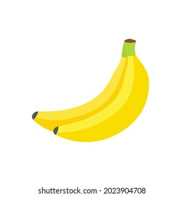 Dos bananas maduras de estilo plano. Ilustración del vector aislada en fondo blanco