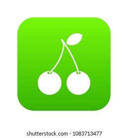 Two ripe cherry berries icon digital green for any design isolated on white vector illustration