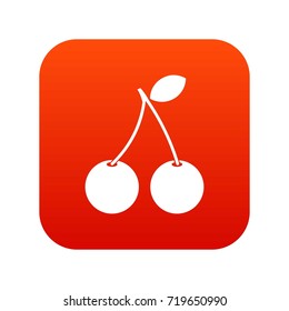 Two ripe cherry berries icon digital red for any design isolated on white vector illustration
