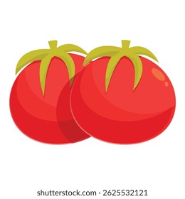 Dois tomates vermelhos maduros estão crescendo na videira